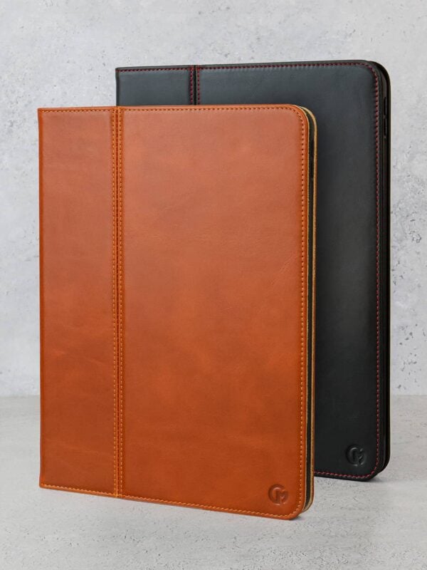 Casemade 10.2 7th 8th 9th gen Leather iPad Case in black and tan