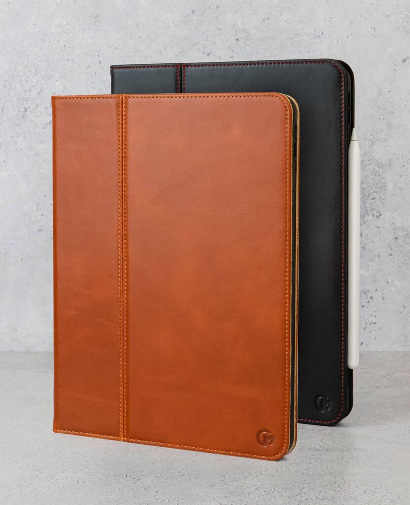 Casemade Air 4th 5th Gen Leather iPad Case in black and tan