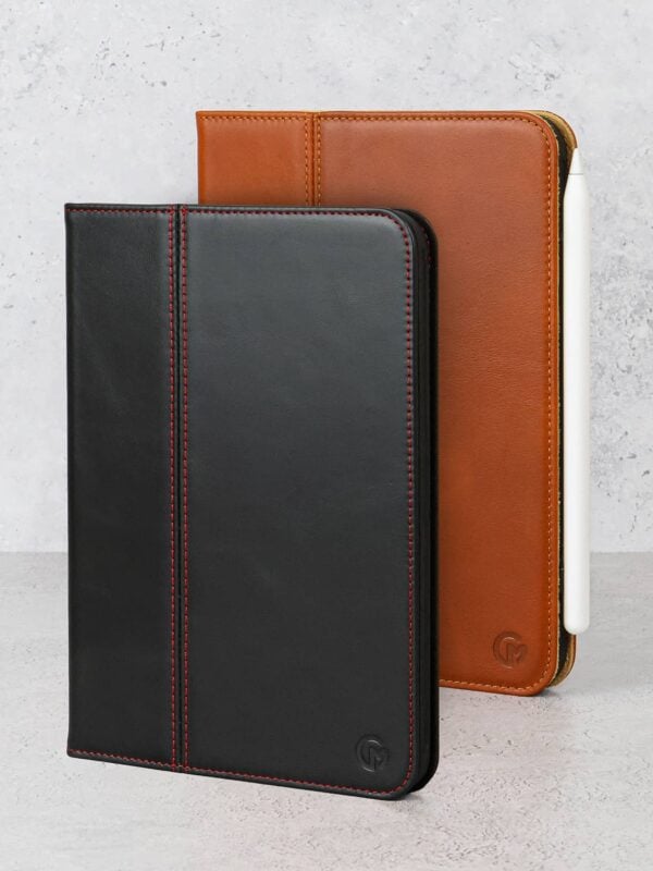 Casemade Mini 6th Gen Leather iPad Case in black and tan