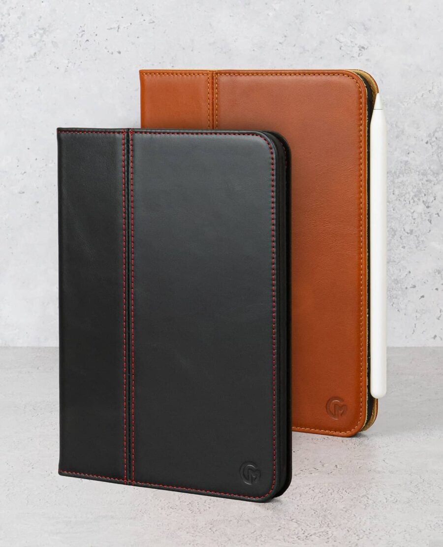 Casemade Mini 6th Gen Leather iPad Case in black and tan